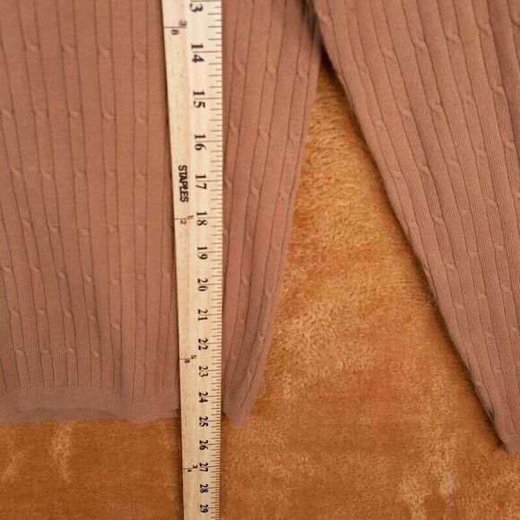 MAGASCHONI Womens Sweater XL Brown Pullover Crew Ribbed Knit Stretch - Picture 5 of 6